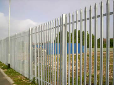 High security galvanised palisade fencing around a chemical factory.