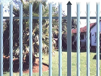 Angle palisade fencing with 3-spikes on top and ten spikes on the body.
